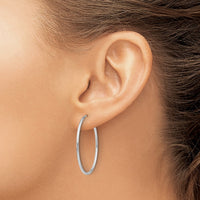 Load image into Gallery viewer, 14k White Gold 1.00mm Polished Endless Tube Hoop Earrings
