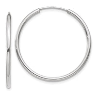 Load image into Gallery viewer, 14k White Gold 1.00mm Polished Endless Tube Hoop Earrings
