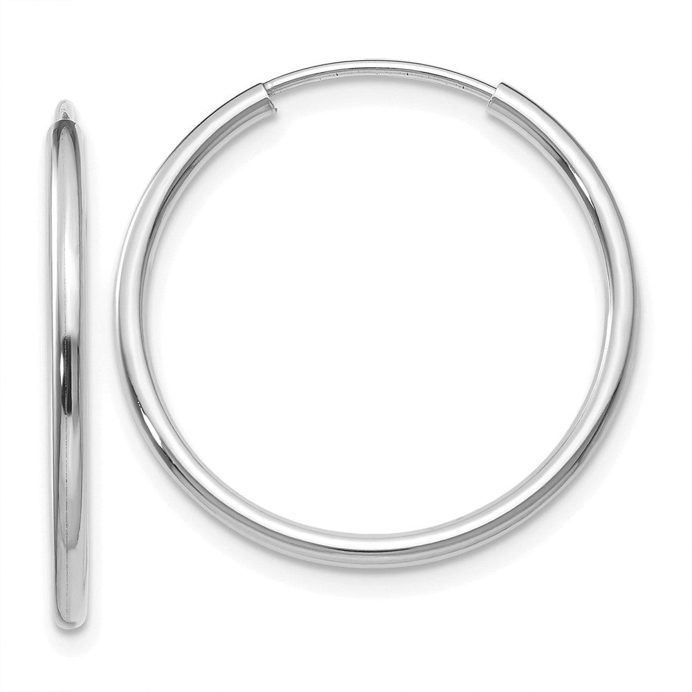 14k White Gold 1.2mm Polished Endless Hoop Earrings