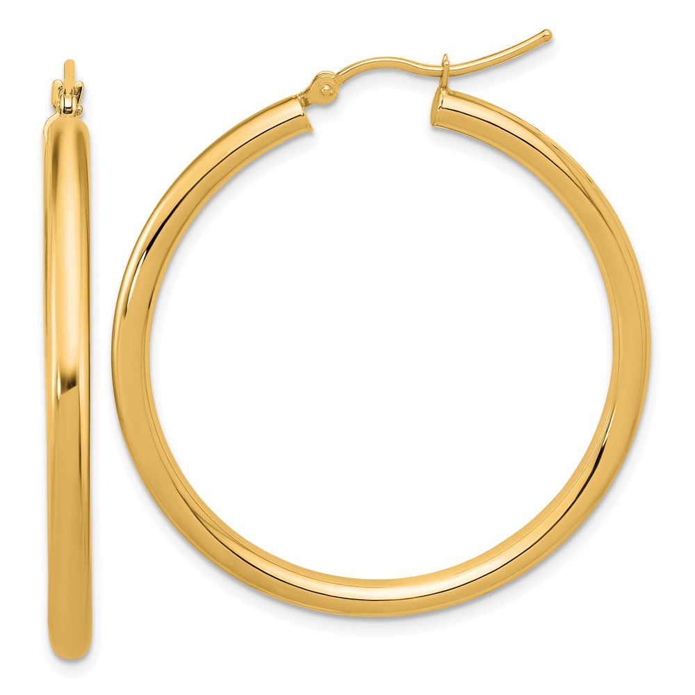 14k Polished 3mm Polished Hoop Earrings