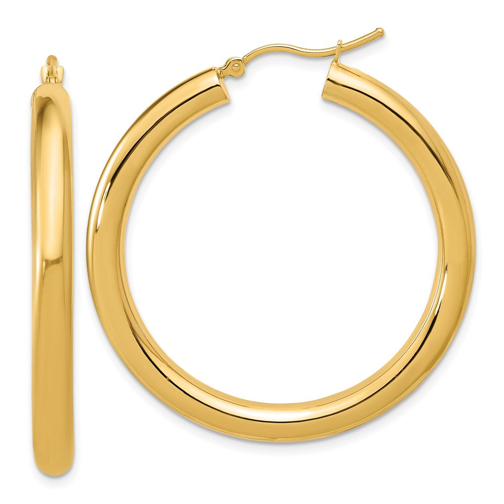 14k Polished 4mm Polished Hoop Earrings