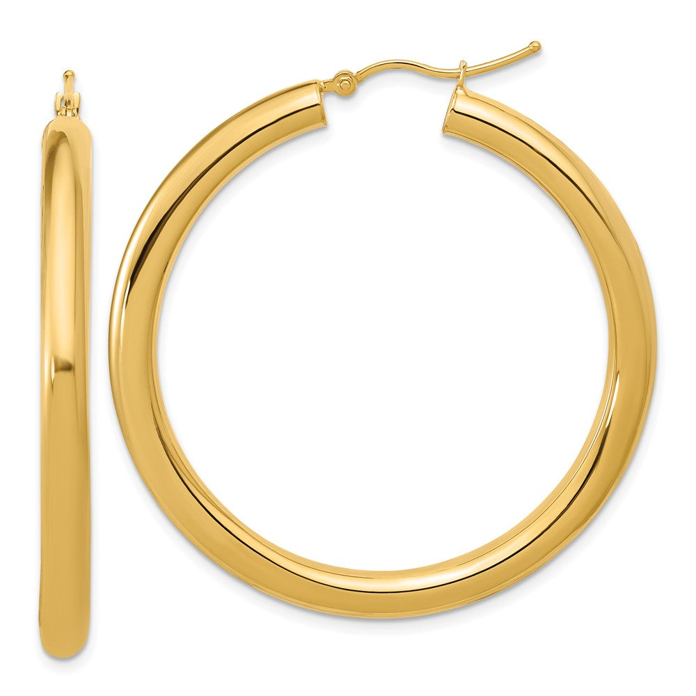 14k Polished 4mm Polished Hoop Earrings