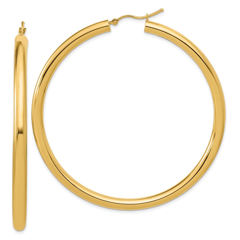 14k Polished 4mm Polished Hoop Earrings