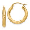 14k Satin and D/C 3mm Round Hoop Earrings