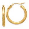 14k Satin and D/C 3mm Round Hoop Earrings