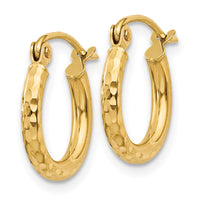 Load image into Gallery viewer, 14k Diamond-cut 2mm Round Tube Hoop Earrings
