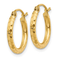 Load image into Gallery viewer, 14k Diamond-cut 2mm Round Tube Hoop Earrings
