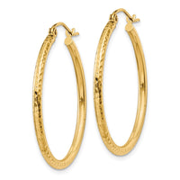 Load image into Gallery viewer, 14k Diamond-cut 2mm Round Tube Hoop Earrings
