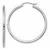 14k White Gold Diamond-cut 2mm Round Tube Hoop Earrings