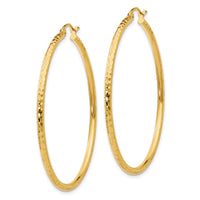 Load image into Gallery viewer, 14k Diamond-cut 2mm Round Tube Hoop Earrings
