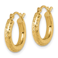 Load image into Gallery viewer, 14k Diamond-cut 3mm Round Hoop Earrings
