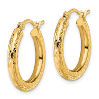 Load image into Gallery viewer, 14k Diamond-cut 3mm Round Hoop Earrings

