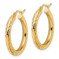 Load image into Gallery viewer, 14k Diamond-cut 3mm Round Hoop Earrings
