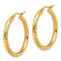 Load image into Gallery viewer, 14k Diamond-cut 3mm Round Hoop Earrings
