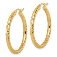 Load image into Gallery viewer, 14k Diamond-cut 3mm Round Hoop Earrings

