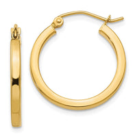 Load image into Gallery viewer, 14k 2mm Square Tube Hoop Earrings
