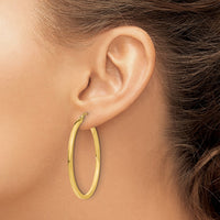 Load image into Gallery viewer, 14k 2mm Square Tube Hoop Earrings
