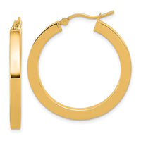Load image into Gallery viewer, 14k 3mm Polished Square Hoop Earrings

