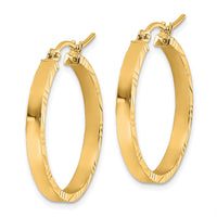 Load image into Gallery viewer, 14k D/C Edge Medium 3mm Polished Hoop Earrings
