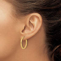 Load image into Gallery viewer, 14K Polished and Grooved Round Hoop Earrings
