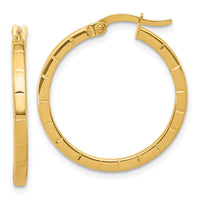 Load image into Gallery viewer, 14K Polished and Grooved Round Hoop Earrings
