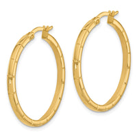 Load image into Gallery viewer, 14K Polished and Grooved Round Hoop Earrings
