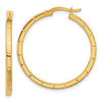 Load image into Gallery viewer, 14K Polished and Grooved Round Hoop Earrings
