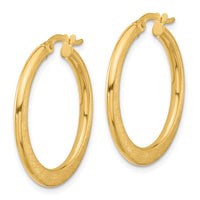 Load image into Gallery viewer, 14K Polished and Scratch Finish Round Hoop Earrings

