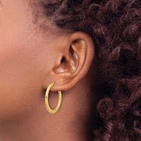 Load image into Gallery viewer, 14K Polished and Scratch Finish Round Hoop Earrings
