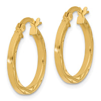 Load image into Gallery viewer, 14k Polished and Textured Square Tube Hoop Earrings
