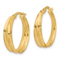 Load image into Gallery viewer, 14K Polished Grooved Round Hoop Earrings
