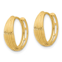 Load image into Gallery viewer, 14K Polished and Grooved Hinged Hoop Earrings
