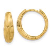 Load image into Gallery viewer, 14K Polished and Grooved Hinged Hoop Earrings
