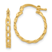 Load image into Gallery viewer, 14K Polished Curb Link Design Hoop Earrings
