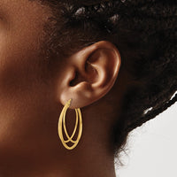 Load image into Gallery viewer, 14K Polished and Textured Triple Row Hoop Earrings
