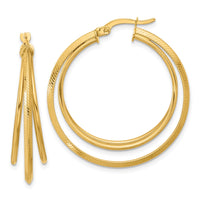 Load image into Gallery viewer, 14K Polished and Textured Triple Row Hoop Earrings
