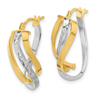 Load image into Gallery viewer, 14K w/White Rhodium Polished and D/C Fancy Hoop Earrings
