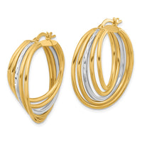 Load image into Gallery viewer, 14K w/White Rhodium Polished and D/C Fancy Hoop Earrings
