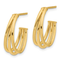 Load image into Gallery viewer, 14K Polished 3-Row J-Hoop Post Earrings
