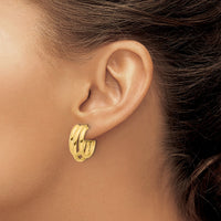Load image into Gallery viewer, 14K Polished 3-Row J-Hoop Post Earrings
