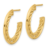 Load image into Gallery viewer, 14K Polished and Textured  J-Hoop Post Earrings

