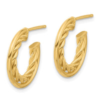 Load image into Gallery viewer, 14K Polished and Textured  J-Hoop Post Earrings
