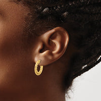 Load image into Gallery viewer, 14K Polished and Textured  J-Hoop Post Earrings
