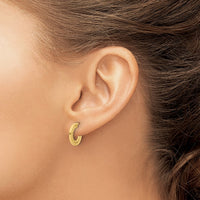 Load image into Gallery viewer, 14K Polished and Textured  J-Hoop Post Earrings
