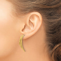 Load image into Gallery viewer, 14K Polished and D/C 3-Row Drop Post Earrings
