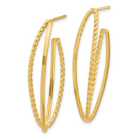 Load image into Gallery viewer, 14K Polished and Textured Fancy Drop Post Earrings
