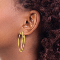 Load image into Gallery viewer, 14K Polished and Textured Fancy Drop Post Earrings
