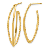 Load image into Gallery viewer, 14K Polished and Textured Fancy Drop Post Earrings
