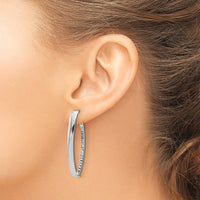 Load image into Gallery viewer, 14K w/Wht RH-plating Polished Crystals J-Hoop Post Earrings
