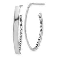 Load image into Gallery viewer, 14K w/Wht RH-plating Polished Crystals J-Hoop Post Earrings
